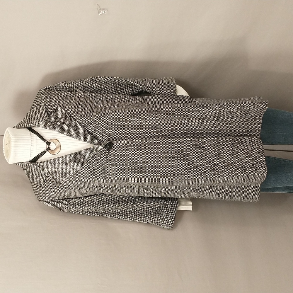 English Light Car Coat Charles Gray London Black & White Weave Cotton Classic S